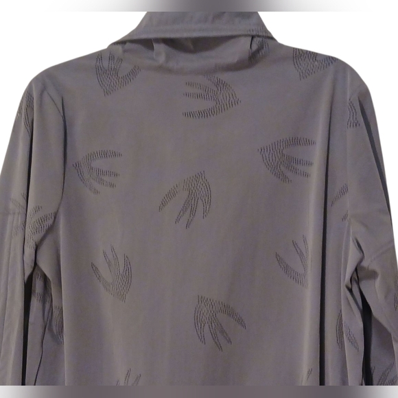 Nanette Lepore -Gray Zip-Up Jacket,Ruched Sleeves, Sparrow Design, Front Pockets - Picture 6 of 15